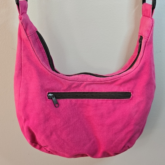 Kavu Hot Pink Canvas Shoulder Crossbody Bag Adjustable Strap Front Zip Pockets - Picture 6 of 16